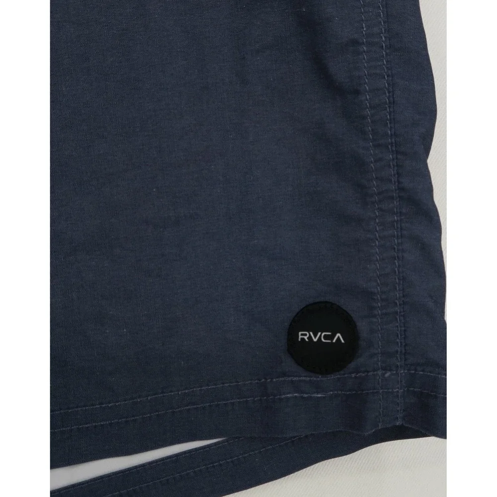 RVCA Men Navy Blue Pink Geometric Wave Boardshorts Swim Trunks XL 17 Inch Length